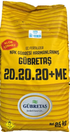 GÜBRETAŞ 20.20.20 + ME (25 KG) DAMLAMA SULAMA GÜBRESİ ürün görseli 1