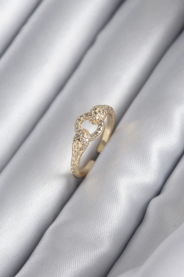 Pirinç Gold Renk Zirkon Taşlı Yılan Model Kadın Yüzük ürün görseli 1