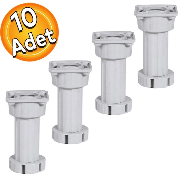 Ayarlanabilir Dolap Mobilya Kanepe Tezgah Yükseltme Yükseltici Ayağı 10 Cm Gri Ayakları (10 ADET) ürün görseli 1