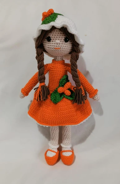 Turuncu Kokina Çiçeği Bebek Amigurumi Organik Oyuncak ürün görseli 1