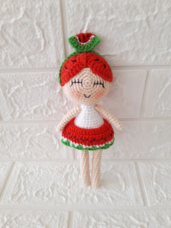Maskot Karpuz Bebek Amigurumi Organik Oyuncak ürün görseli 1