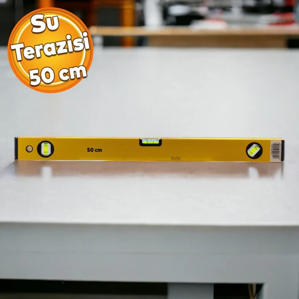 Aluminyum Su Terazisi 50 Cm İnşaat Duvar Fayans Marangoz Mühendislik Ölçüm Eğim Ölçü Eğik Ölçme ürün görseli 1