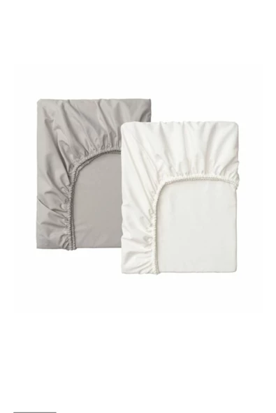 Lenast Lastikli Bebek Çarşafı Beyaz Ve Gri Renk 60x120 cm ürün görseli 1