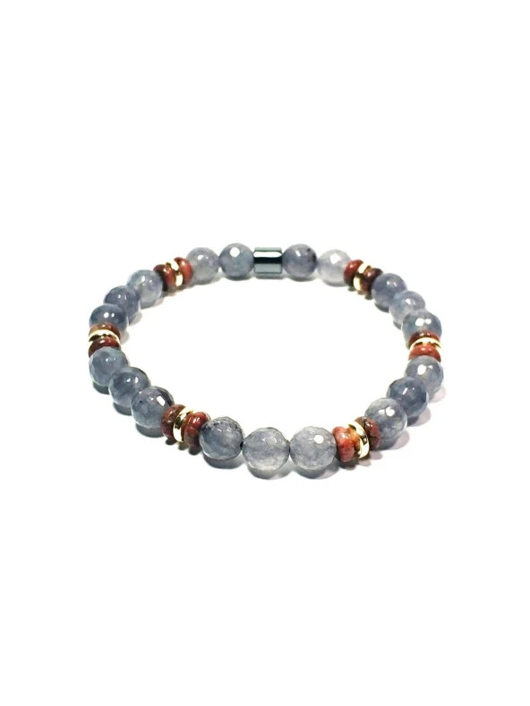 JTSS24DOB1427 JANTİ UNISEX BİLEKLİK JADE ELMAS KESİM JASPER HEMATİT DOĞALTAŞ TASARIM GARANTİLİ ürün görseli 1