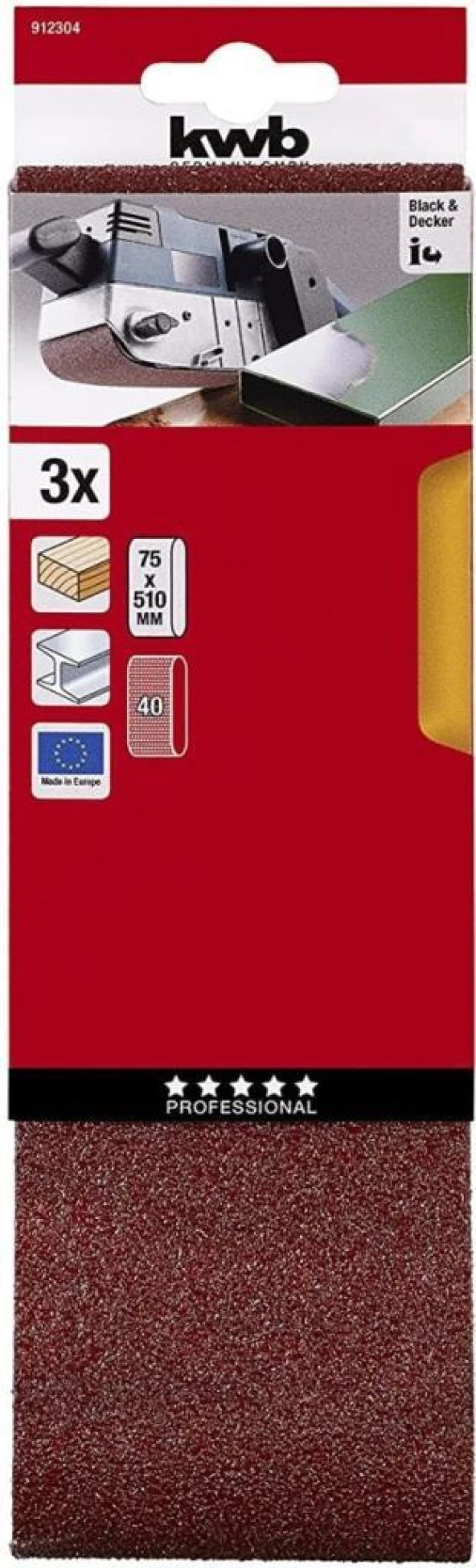 Kwb Bant Zımpara 75X510mm 40 Kum ürün görseli 1