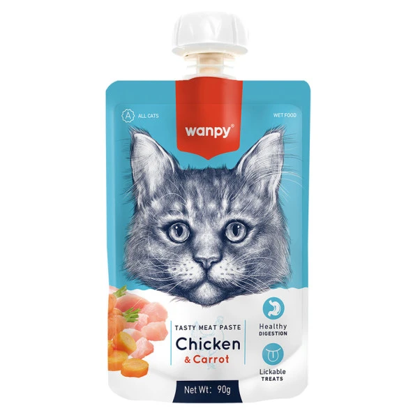 Wanpy Taze Tavuklu&Havuçlu Kedi Et Ezmesi 90Gr Skt:09/2027 ürün görseli 1