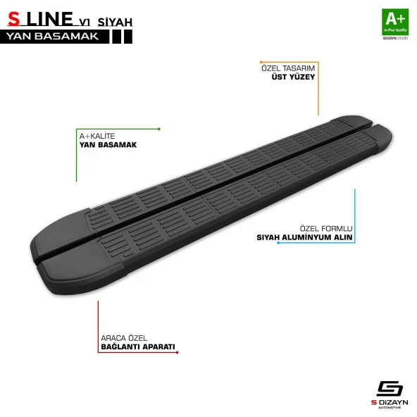 Renault Koleos Uyumlu 2 S-Line Siyah Yan Basamak 163 Cm 2016 Üzeri Parça ürün görseli 1