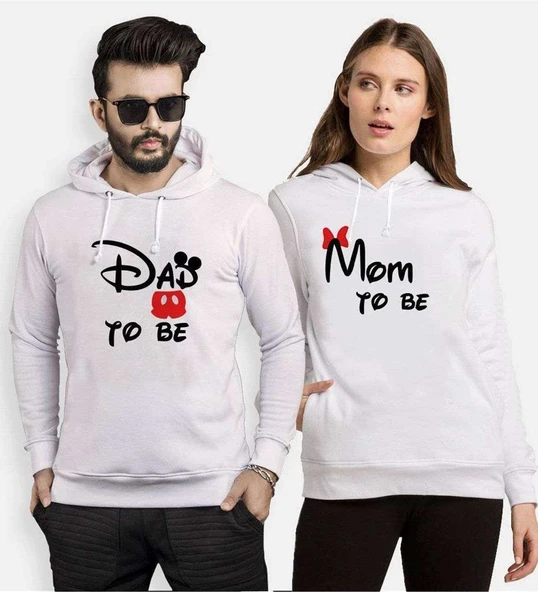 Tshirthane Dad Mom To Be Sevgili Kombinleri Kapüşonlu Kombini ürün görseli 1