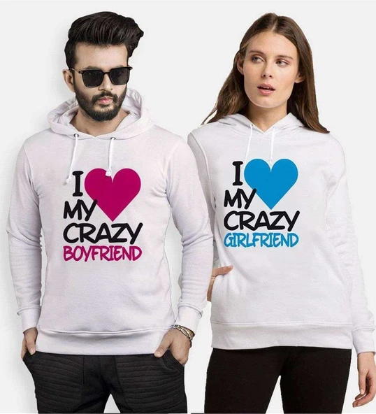 Tshirthane I My Crazy Boyfriend Sevgili Kombinleri Kapüşonlu Kombini ürün görseli 1