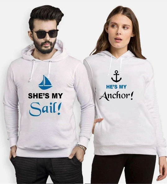 Tshirthane My Sail My Anchor Sevgili Kombinleri Kapüşonlu Kombini ürün görseli 1