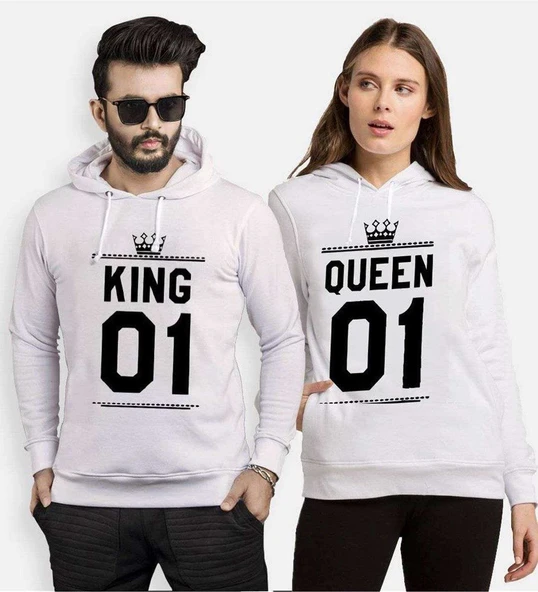 Tshirthane King 01 Queen Sevgili Kombinleri Kapüşonlu Kombini ürün görseli 1