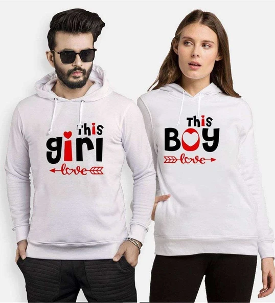 Tshirthane This İs Love Sevgili Kombinleri Kapüşonlu Kombini ürün görseli 1