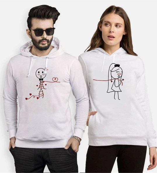 Tshirthane Aşk Sarmış Herbir Yanımı Sevgili Kombinleri Kapüşonlu Kombini ürün görseli 1
