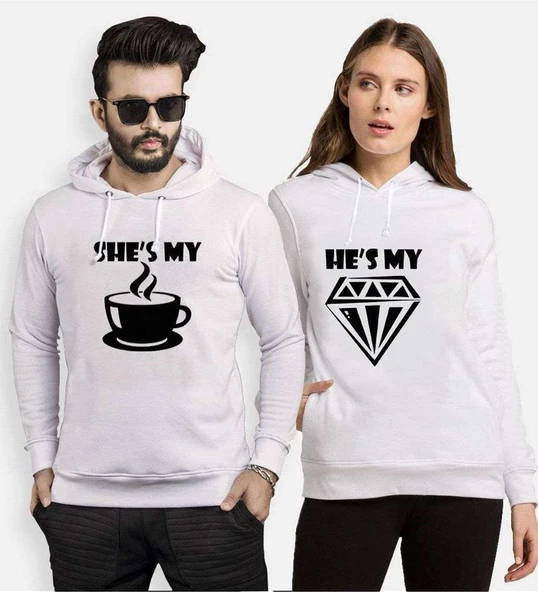 Tshirthane Kahve Elmas Sevgili Kombinleri Kapüşonlu Kombini ürün görseli 1
