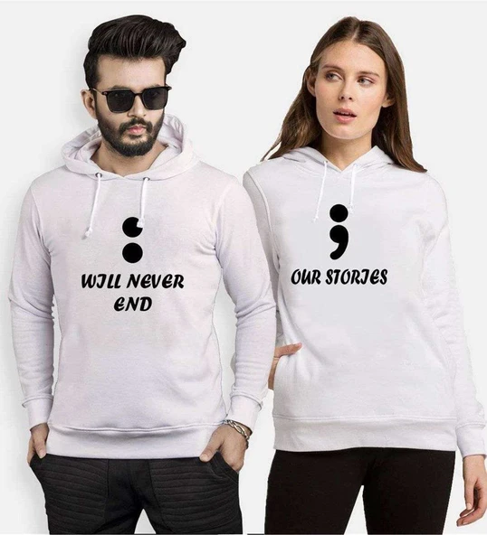 Tshirthane Will Never End Our Storjes Sevgili Kombinleri Kapüşonlu Kombini ürün görseli 1