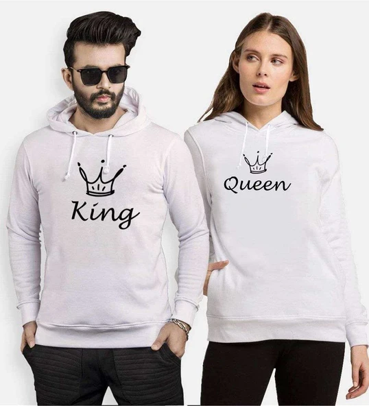 Tshirthane King Queen Sevgili Kombinleri Kapüşonlu Kombini ürün görseli 1