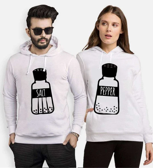 Tshirthane Tuz Biber  Sevgili Kombinleri Kapüşonlu Kombini ürün görseli 1