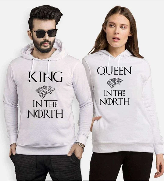 Tshirthane King Queen Stark  Sevgili Kombinleri Kapüşonlu Kombini ürün görseli 1