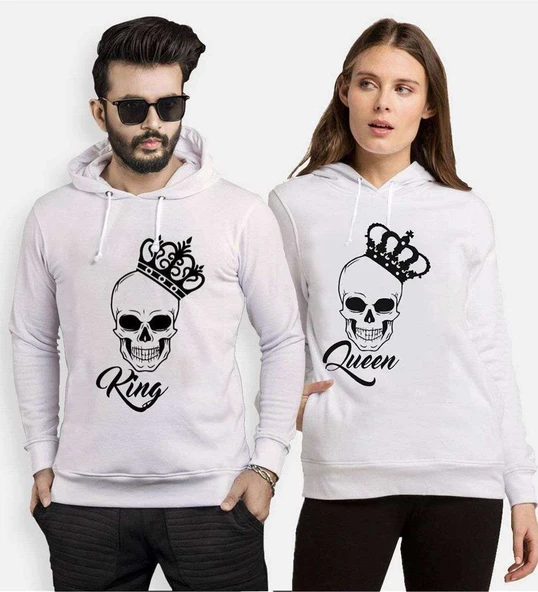 Tshirthane King Queen Kurukafa  Sevgili Kombinleri Kapüşonlu Kombini ürün görseli 1