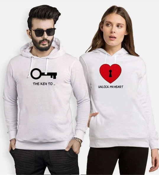Tshirthane Key Unlock Sevgili Kombinleri Kapüşonlu Kombini ürün görseli 1