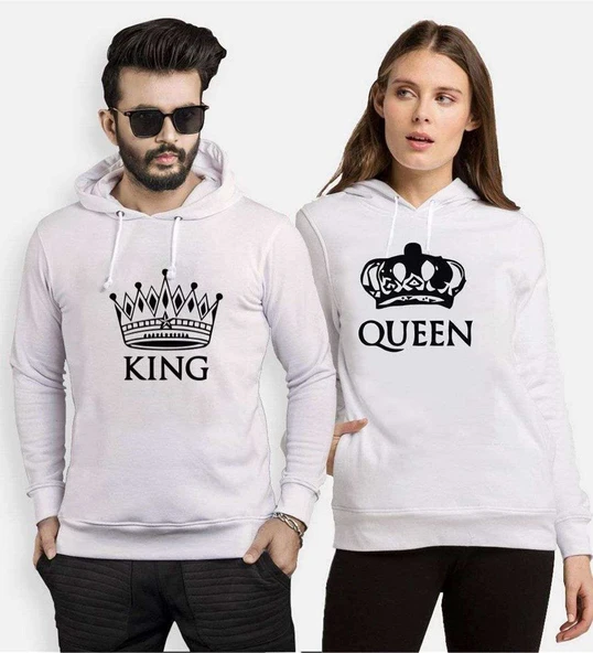 Tshirthane Taç King Queen Sevgili Kombinleri Kapüşonlu Kombini ürün görseli 1
