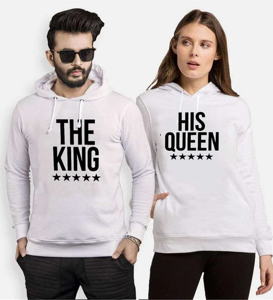 Tshirthane The King The Queen Sevgili Kombinleri Kapüşonlu Kombini ürün görseli 1