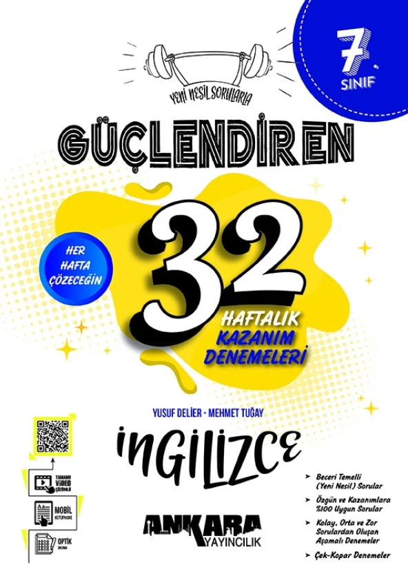 Ankara Yayıncılık 7.Sınıf Güçlendiren 32 Haftalık İngilizce Kazanım Denemeleri ürün görseli 1