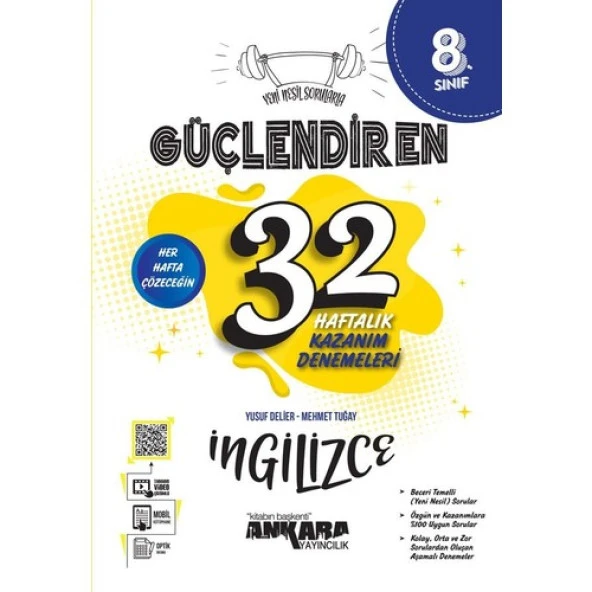 Ankara Yayıncılık 8.Sınıf Güçlendiren 32 Haftalık İngilizce Kazanım Denemeleri ürün görseli 1