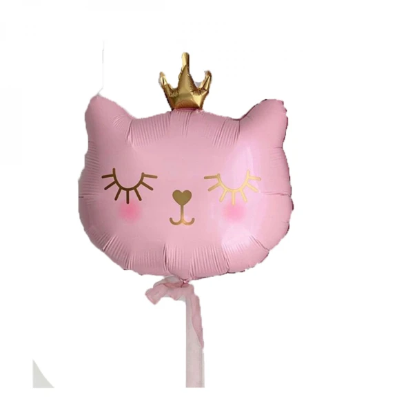 Sevimli Kedi Folyo Balon Pembe 56x49 cm ürün görseli 1