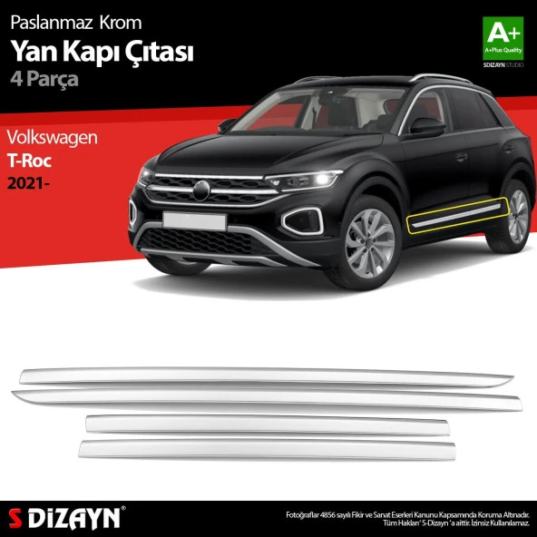 Volkswagen T-Roc Makyajlı için Krom Yan Kapı Çıtası 4 Parça. 2021 Üzeri ürün görseli 1