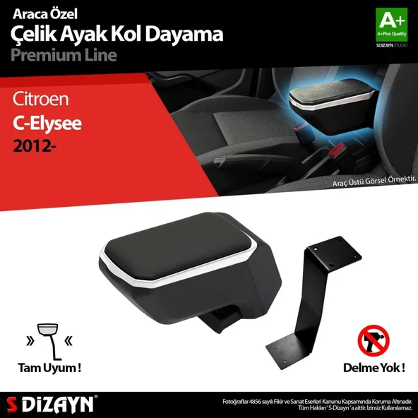 Citroen C-Elysee Uyumlu Kol Dayama Kolçak Çelik Ayaklı ABS Gri 2012 Üzeri A+Kalite Parça ürün görseli 1