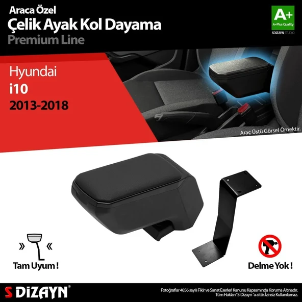 Hyundai İ10 Uyumlu Kol Dayama Kolçak Çelik Ayaklı ABS Siyah 2013-2018 A+Kalite Parça ürün görseli 1