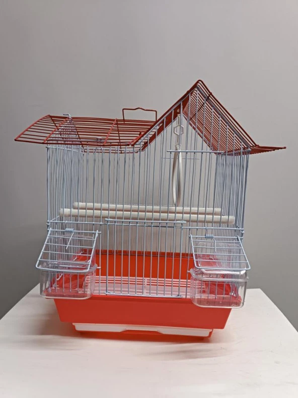 Netx Kırmızı Kuş Kafesi Çin Evi 30x23x51 Kanarya Muhabbet Kuşu için ürün görseli 1