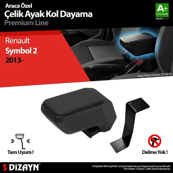Renault Symbol Uyumlu Kol Dayama Kolçak Çelik Ayaklı ABS Siyah 2013 Üzeri A+Kalite Parça ürün görseli 1