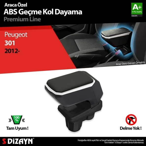 Peugeot 301 Uyumlu Kol Dayama Kolçak Geçmeli ABS Gri 2012 Üzeri Parça ürün görseli 1