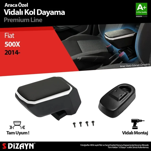 Fiat 500X Uyumlu Kol Dayama Kolçak ABS Vidalı Gri 2014 Üzeri A+Kalite Parça ürün görseli 1