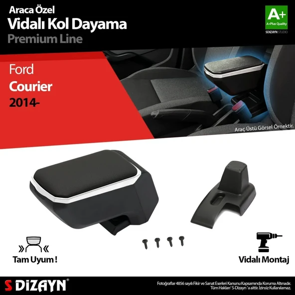 Ford Courier Uyumlu Kol Dayama Kolçak ABS Vidalı Gri 2014 Üzeri A+Kalite Parça ürün görseli 1