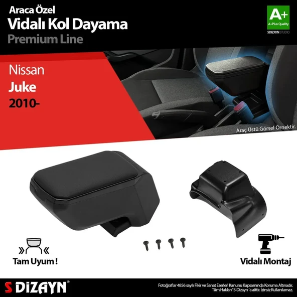 Nissan Juke Uyumlu ABS Vidalı Kol Dayama Kolçak Siyah 2010 Üzeri A+Kalite Parça ürün görseli 1