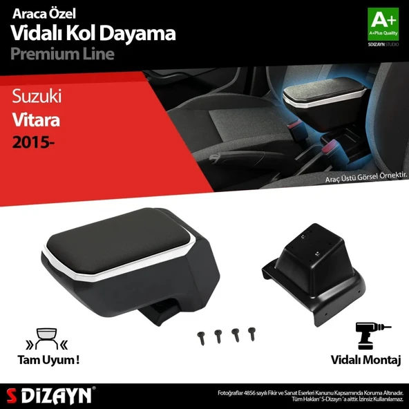 Suzuki Vitara Uyumlu ABS Vidalı Kol Dayama Kolçak Gri 2015 Üzeri A+Kalite Parça ürün görseli 1
