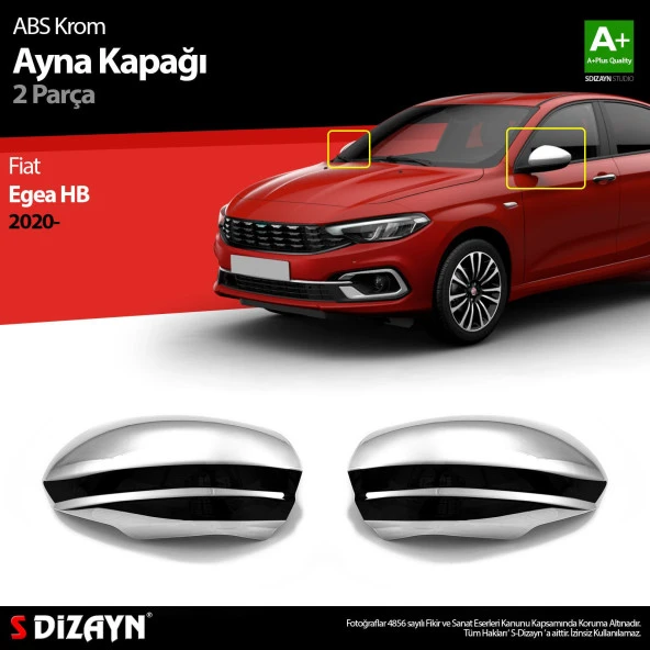 Fiat Egea Hatchback için ABS Krom Ayna Kapağı 2 Parça. 2020 Üzeri ürün görseli 1