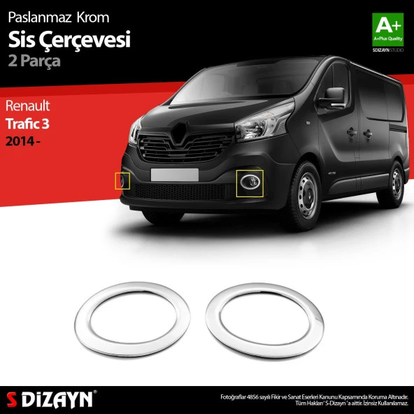 Renault Traffic Krom için Sis Farı Çerçevesi 2 Parça. 2014 Üzeri ürün görseli 1
