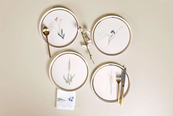 Porland Botanical 21cm  4'lü Pasta Takımı 04ALM007234 ürün görseli 1