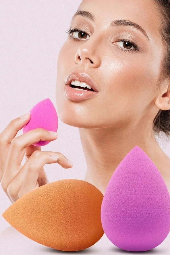 4 Adet Profesyonel Yüz Make-up Makyaj Sürgeri Armut Şeklinde Tatlı Islak Kuru Kullanım ürün görseli 1