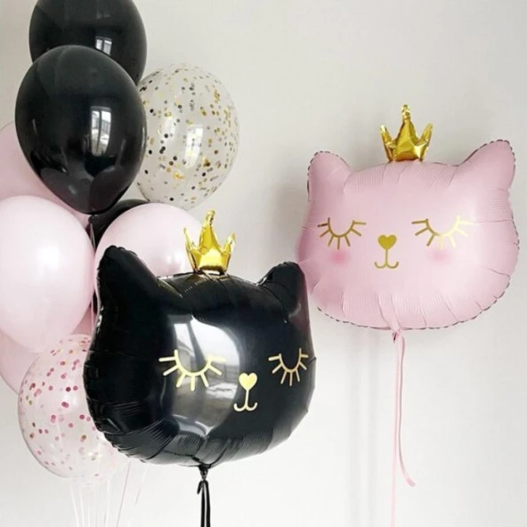 Sevimli Kedi Folyo Balon Siyah 56x49 cm ürün görseli 1