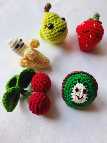 Meyve Figürlü Parmak Kuklaları Amigurumi Organik Oyuncak ürün görseli 1