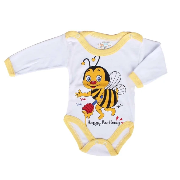 Unisex Sarı Arılı Baskılı Uzun Kollu Zıbın ürün görseli 1