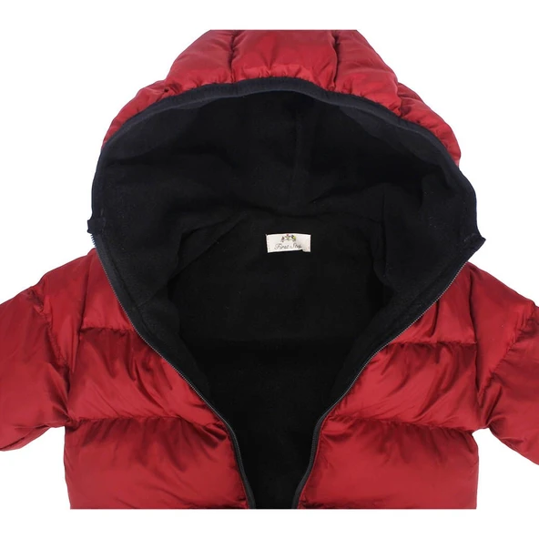 Unisex Bordo Kapşonlu Şişme Mont - Resim 8