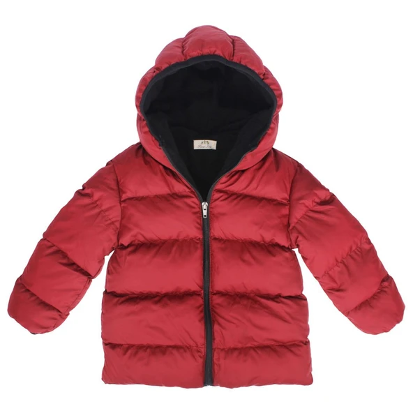 Unisex Bordo Kapşonlu Şişme Mont - Resim 4