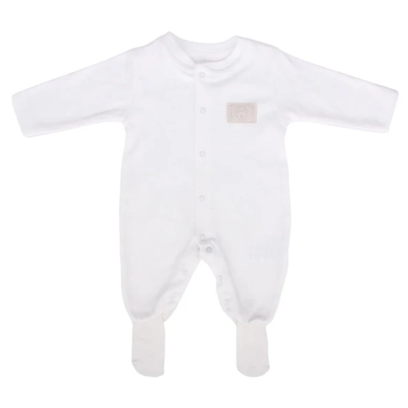 Unisex Ekru Sade Çıtçıtlı Kendinden Çoraplı Tulum ürün görseli 1