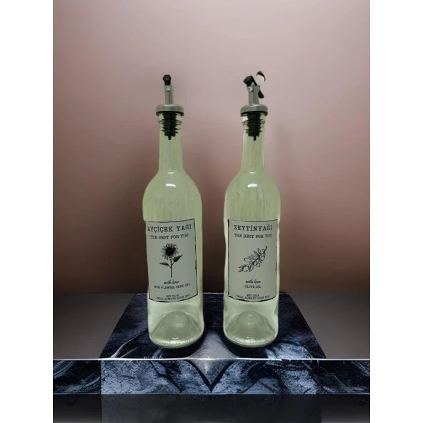 Damlatmaz Sızdırmaz Yağdanlık 2 Adetx750 ML Şeffaf Renkli Yağ Şişesi ürün görseli 1